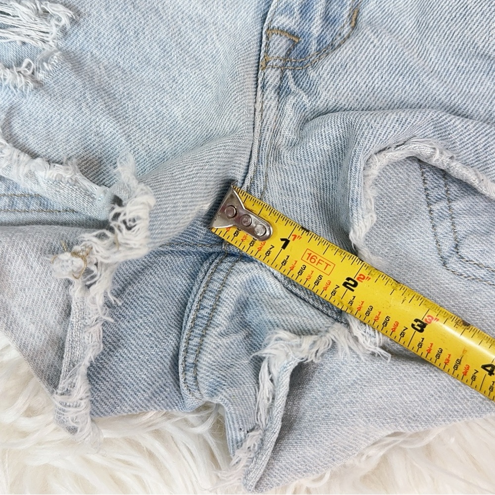‼️SALE‼️ PACSUN Women's High Rise Festival Light Denim Ripped Shorts, Size 22 - Picture 7 of 11